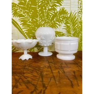 Trio of Milk Glass Vases, Instant Vignette/Collection
